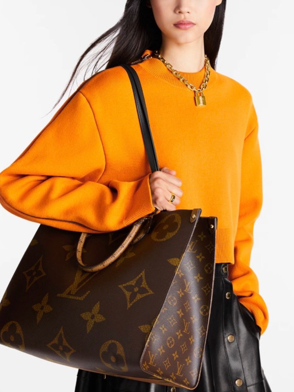 Louis Vuitton Monogram Canvas Tote with Black Shoulder Straps